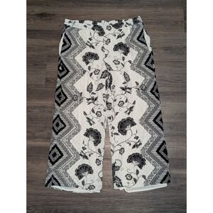 Ett:twa by Anthropologie Mixed Print Wide Leg Crop Pants White Black M